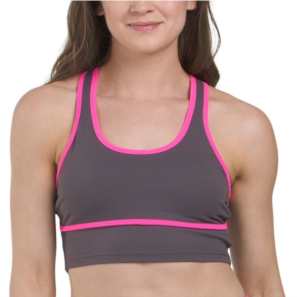 💕🔹️Juicy Couture🔹️ High Support Sports Bra Top With Contrast Piping Cut Out